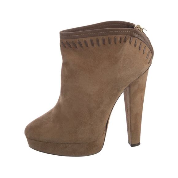JIMMY CHOO Taupe Suede Platform Ankle Booties Size IT 39/US 9 - Picture 1 of 5